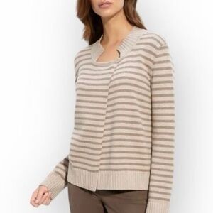 St. John Striped Sweater Wool Cashmere Yellow Label size S